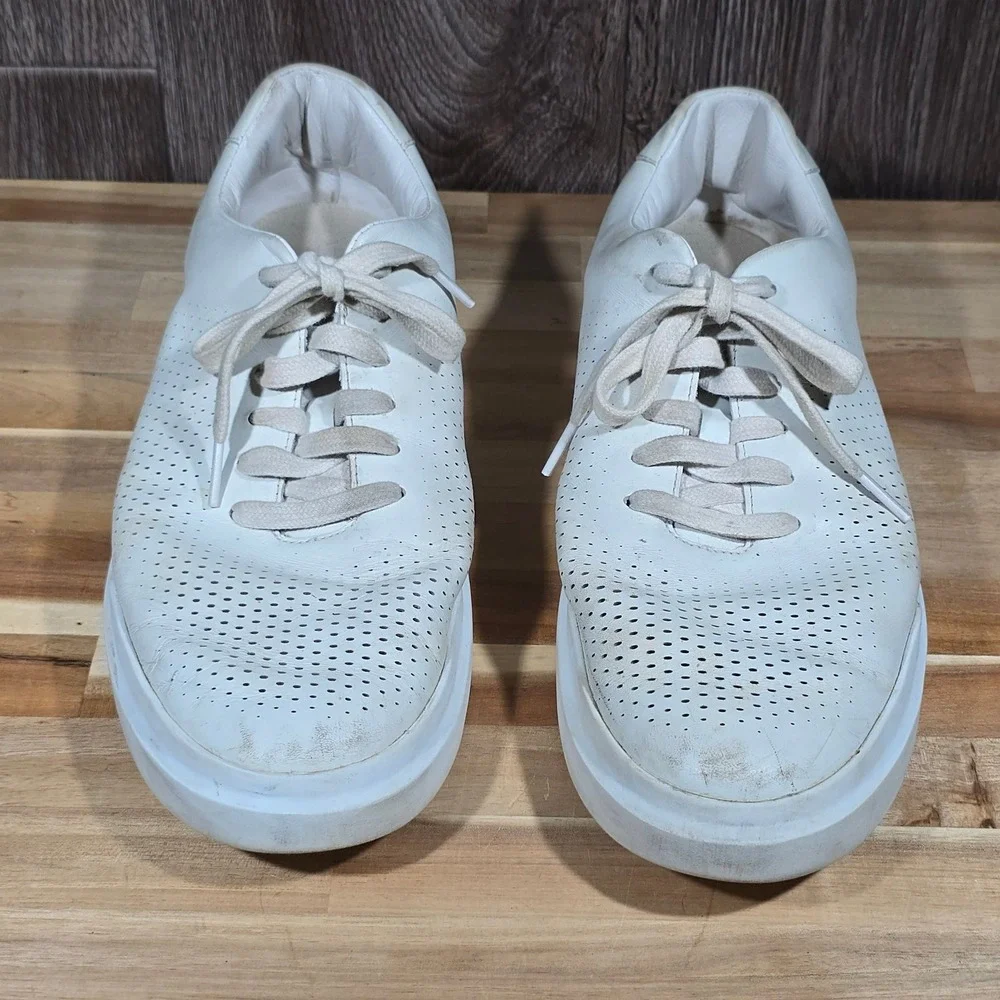 Cole Haan Grand Series Laser Perforated Leather Sneakers 12M White Mens‎